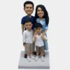 Custom family of four clay figurine – handcrafted personalized sculpture