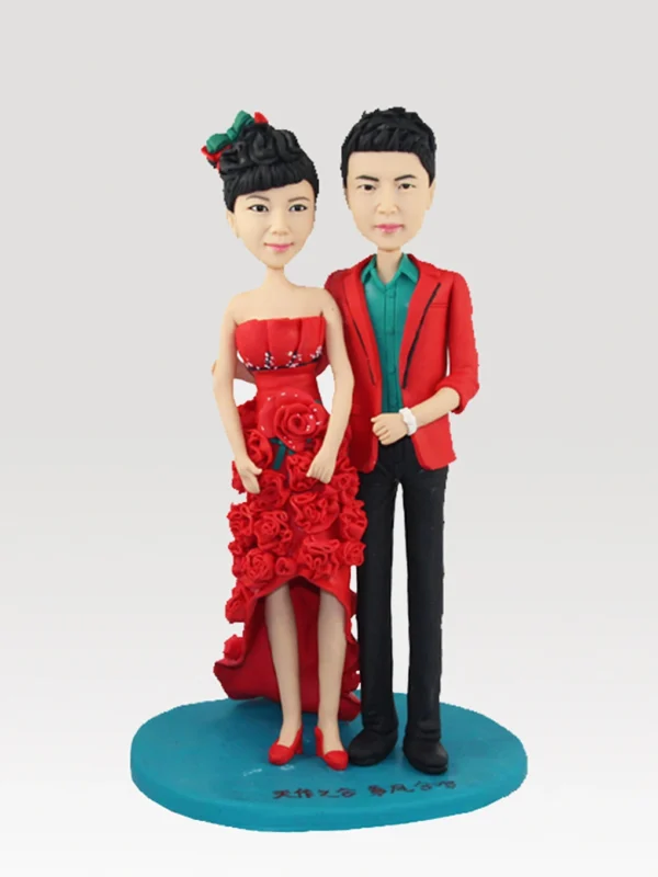 Claclay™ Custom Wedding Couple Clay Figurine – Personalized Sculpture from Photo